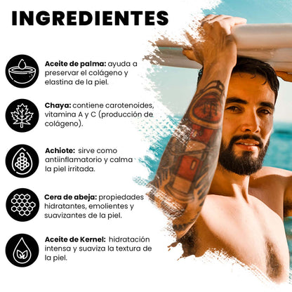 Bloqueador para Tattoos FPS 50+ Maya Solar de 204 ml para proteger la piel tatuada.