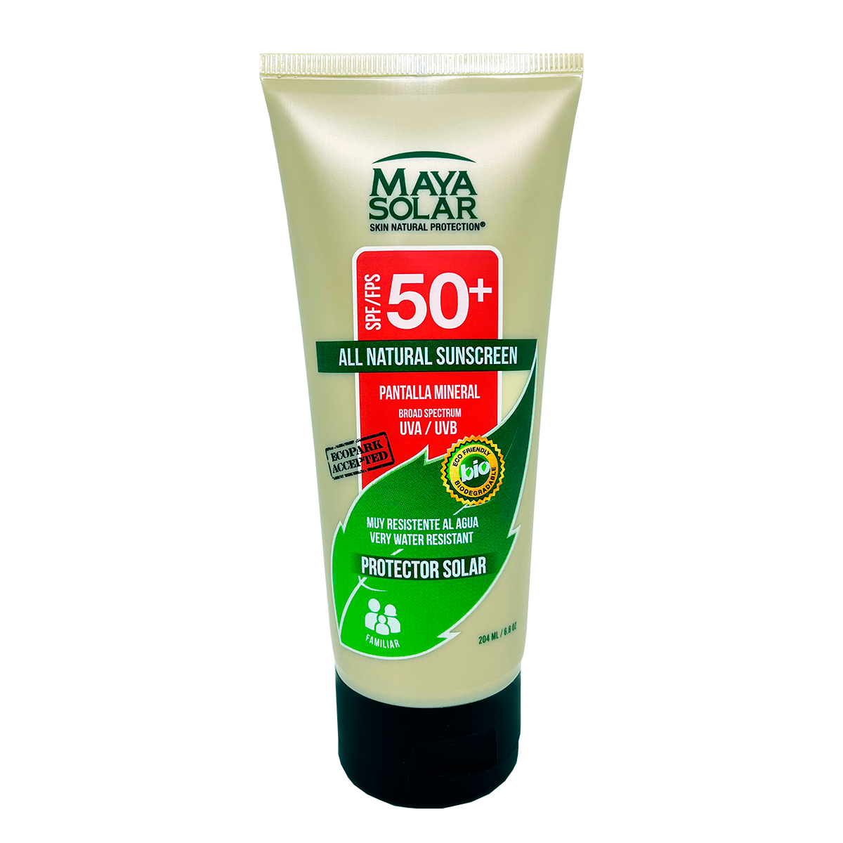 Bloqueador Solar en Crema FPS 50+ Biodegradable Maya Solar de 204 ml.