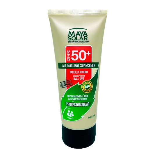 Bloqueador Solar en Crema FPS 50+ Biodegradable Maya Solar de 204 ml.