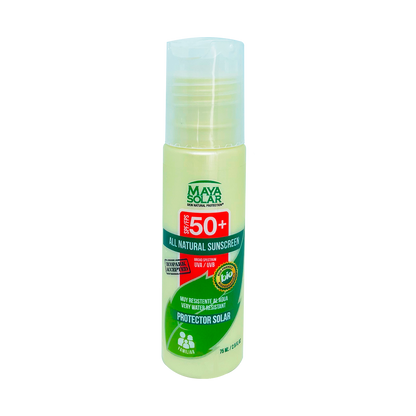 Bloqueador Solar Mineral Maya Solar FPS 50+ biodegradable de 75 ml para protección UVA y UVB.
