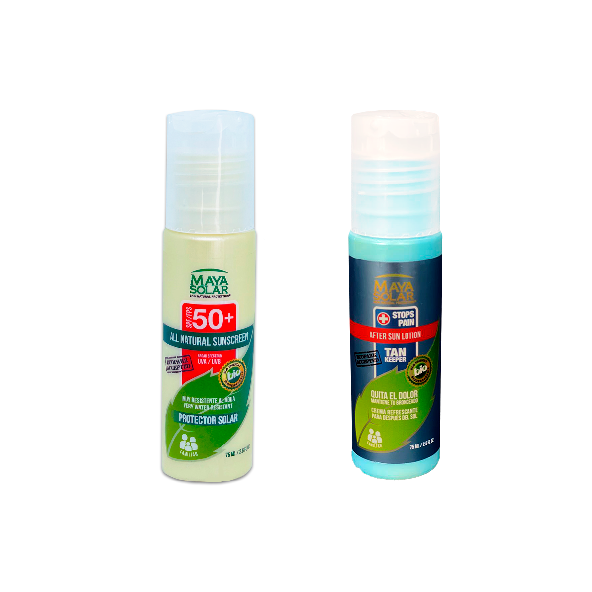 Kit Escape Solar Maya Solar con Bloqueador Solar FPS 50+ de 75 ml y Crema After Sun de 75 ml.
