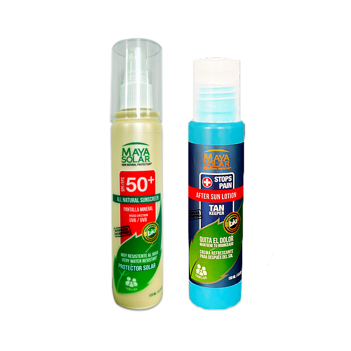 Kit Protección & Recuperación Sport Maya Solar con Bloqueador Solar Sport FPS 50+ Atomizador de 120 ml y Crema After Sun de 150 ml.