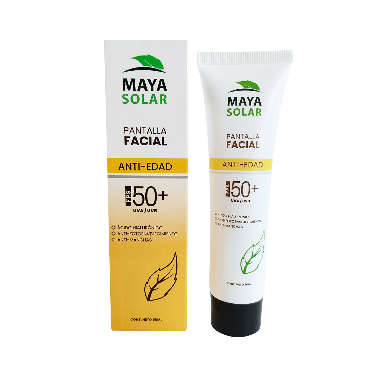 Pantalla Facial Solar Anti Edad FPS 50+ Maya Solar de 50 ml.