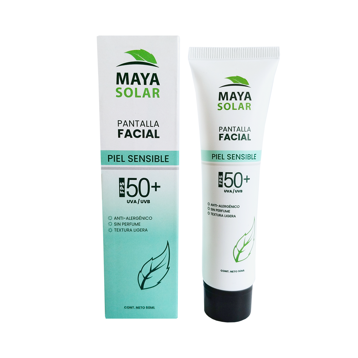 Pantalla Facial Piel Sensible FPS 50+ Maya Solar de 50 ml.