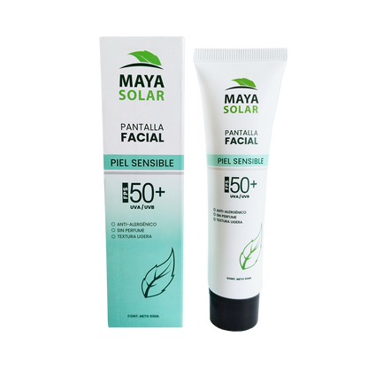 Pantalla Facial Piel Sensible FPS 50+ Maya Solar de 50 ml.