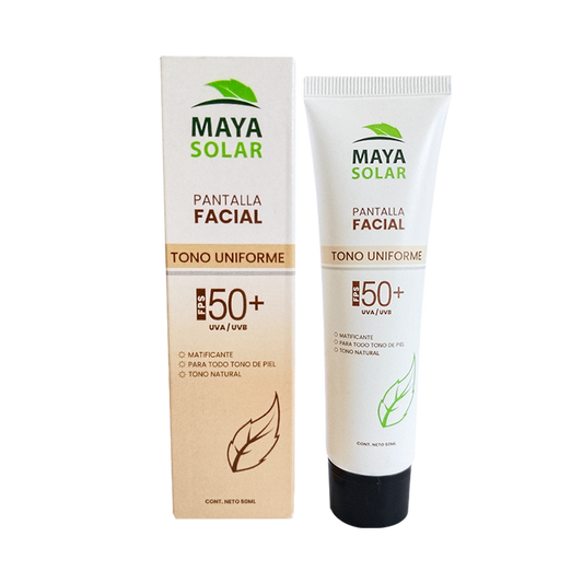 Pantalla Facial Solar Tono Uniforme FPS 50+ Maya Solar de 50 ml.